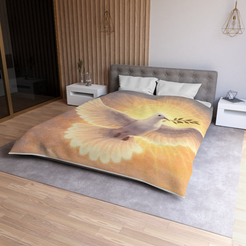 Dove of Peace Duvet Cover — Olive Branch Microfiber Bedding
