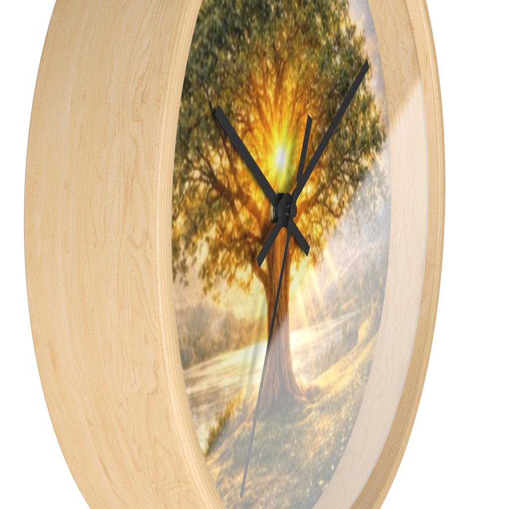 Sunlit Tree Wall Clock — Serene Nature Wall Clock for Living Room, Meditation & Spiritual Gift