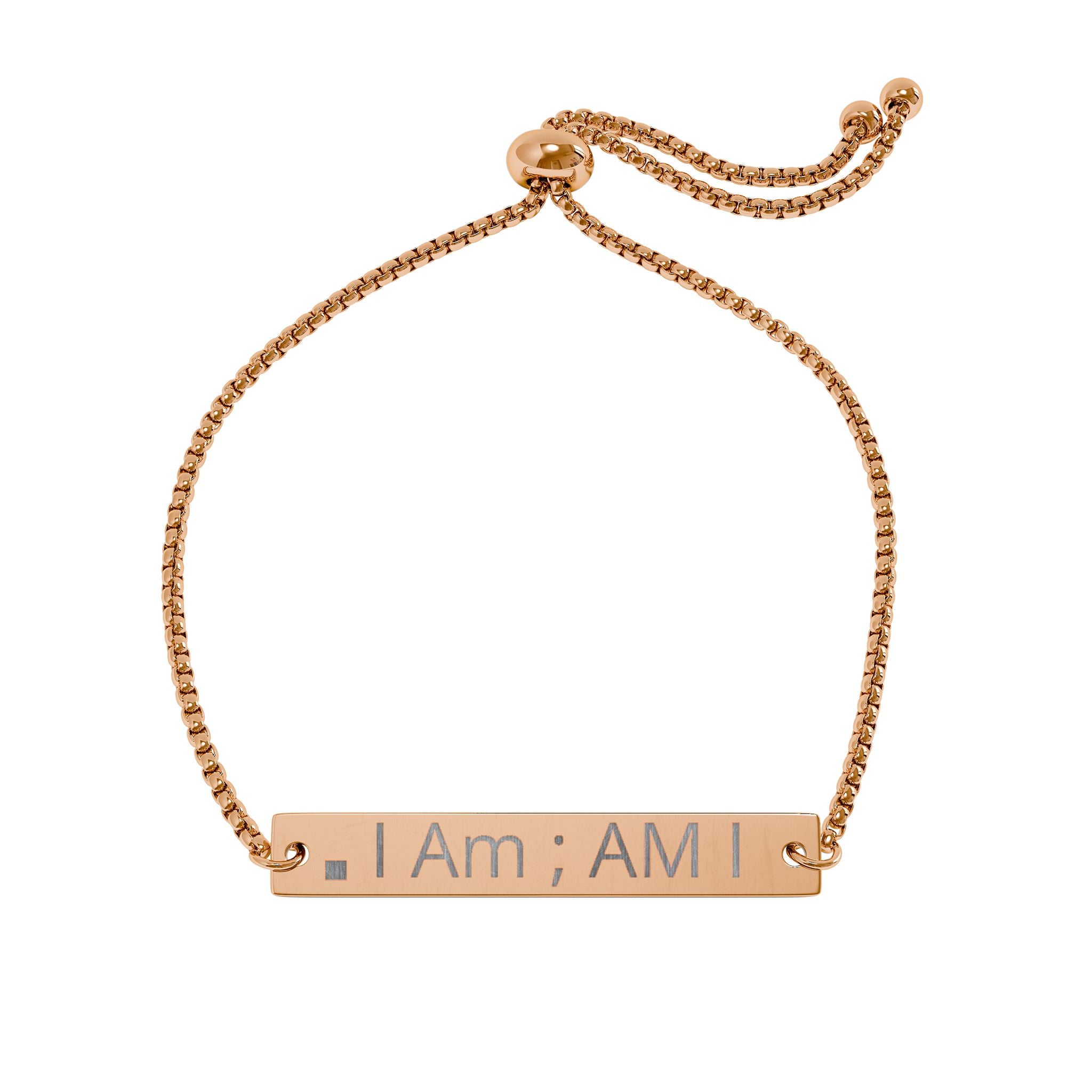 I Am ; Am I affirmation of inner strength Flat Bar Bracelet