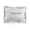 Inspirational 'I AM; AM I' Microfiber Pillow Sham — Minimal Dove Affirmation Throw Pillowcase