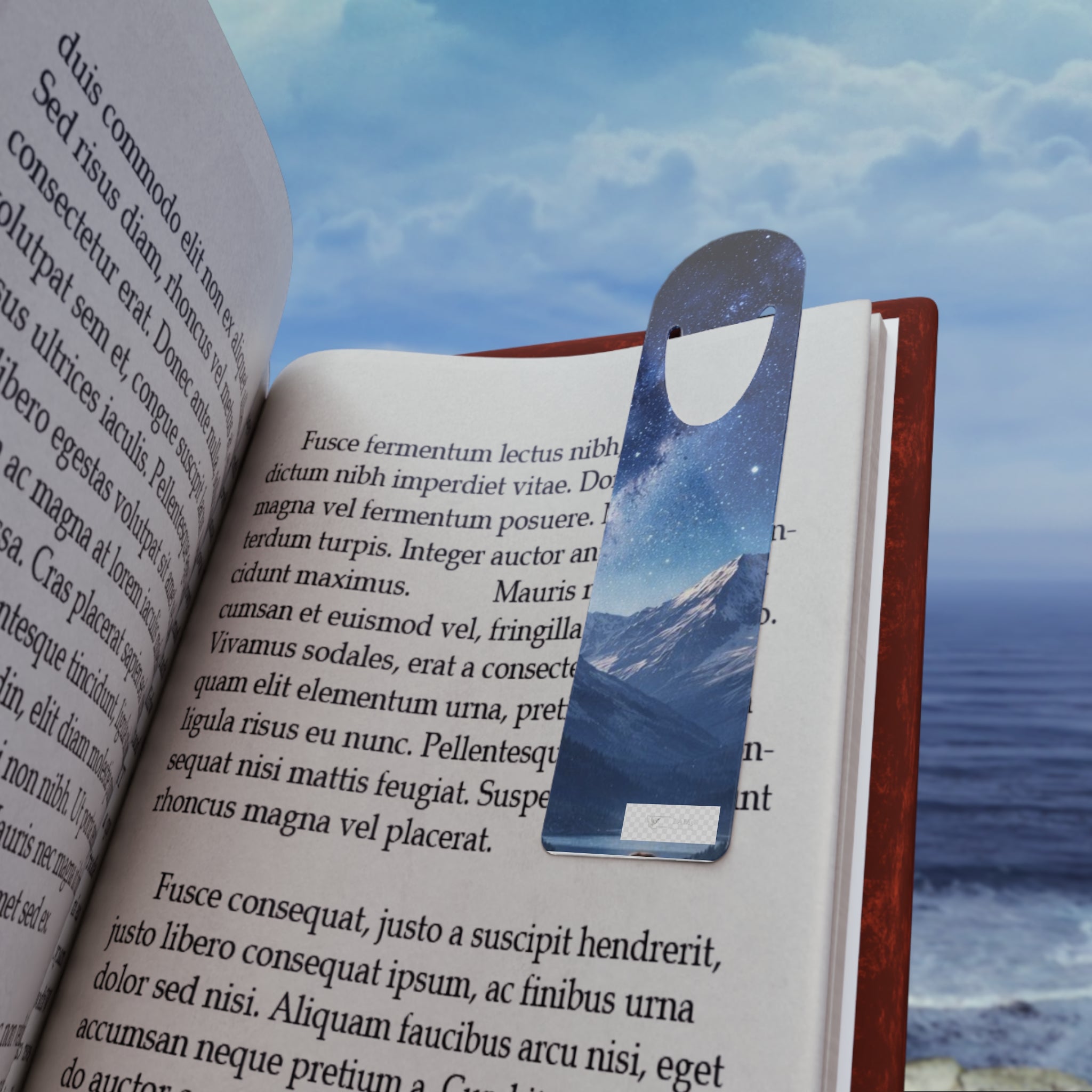 Mountain Night Sky Bookmark – Celestial Galaxy Metal Bookmark