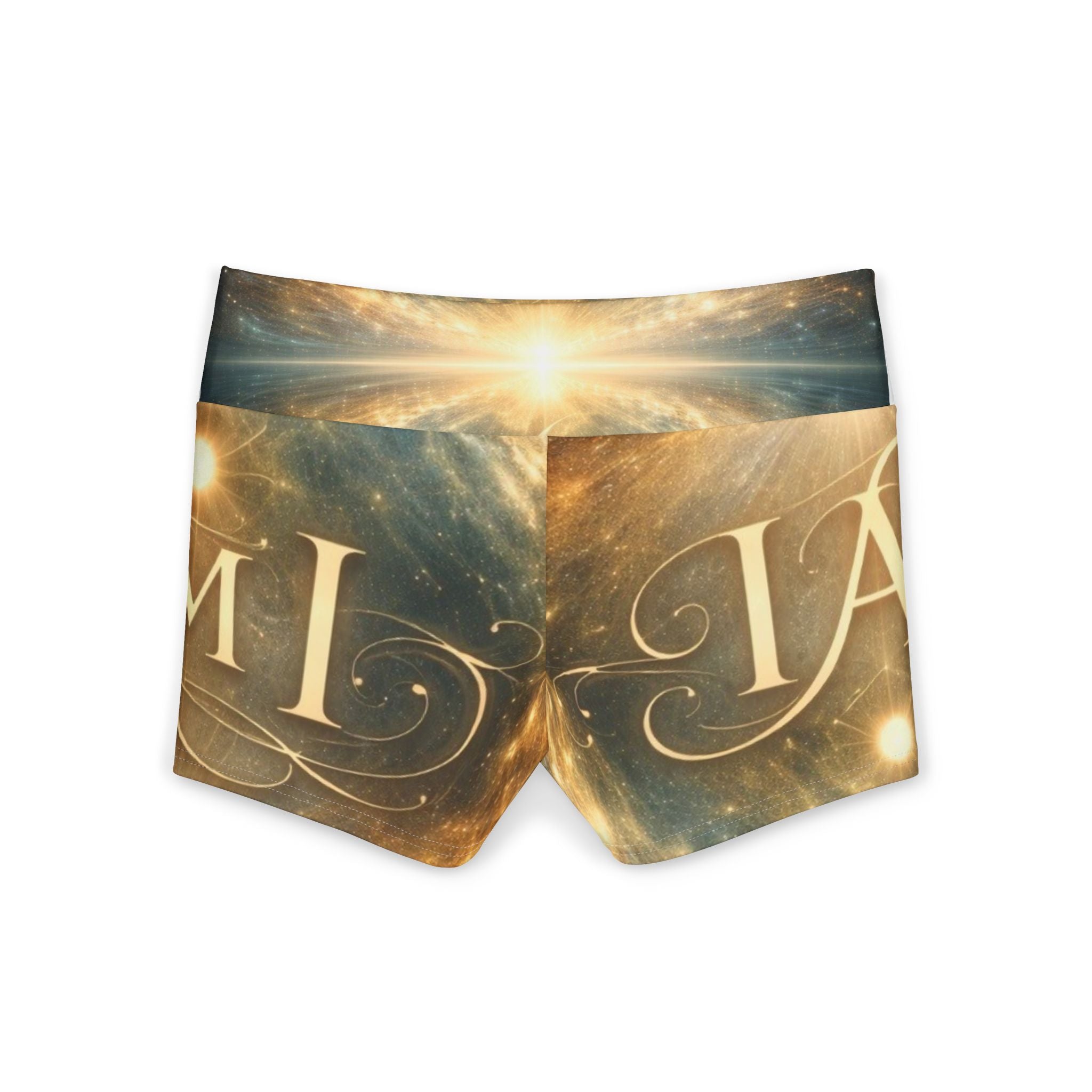 Astrology Initials Yoga Shorts — Cosmic Monogram Women's Activewear