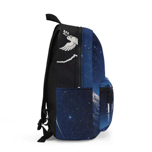 Backpack — 'I AM; AM I' Starry Night Reflective Quote Backpack