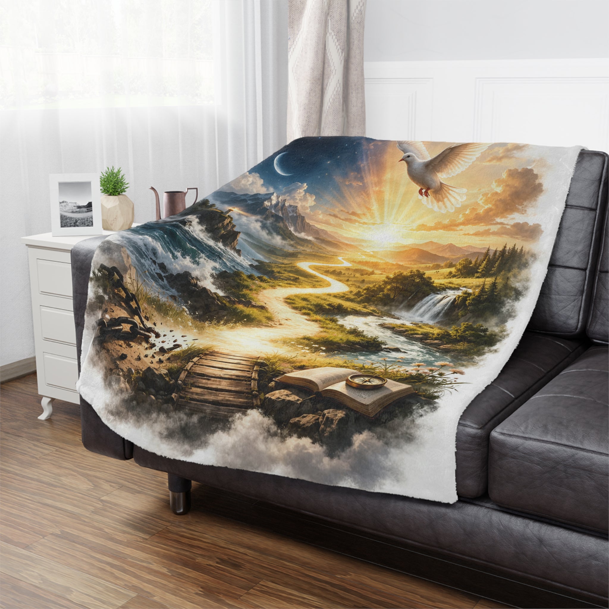 Minky Blanket — Inspirational Dove & Sunrise Scenic Throw