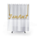 Shower Curtain — "I AM; AM I" Gold Necklace Bathroom Decor