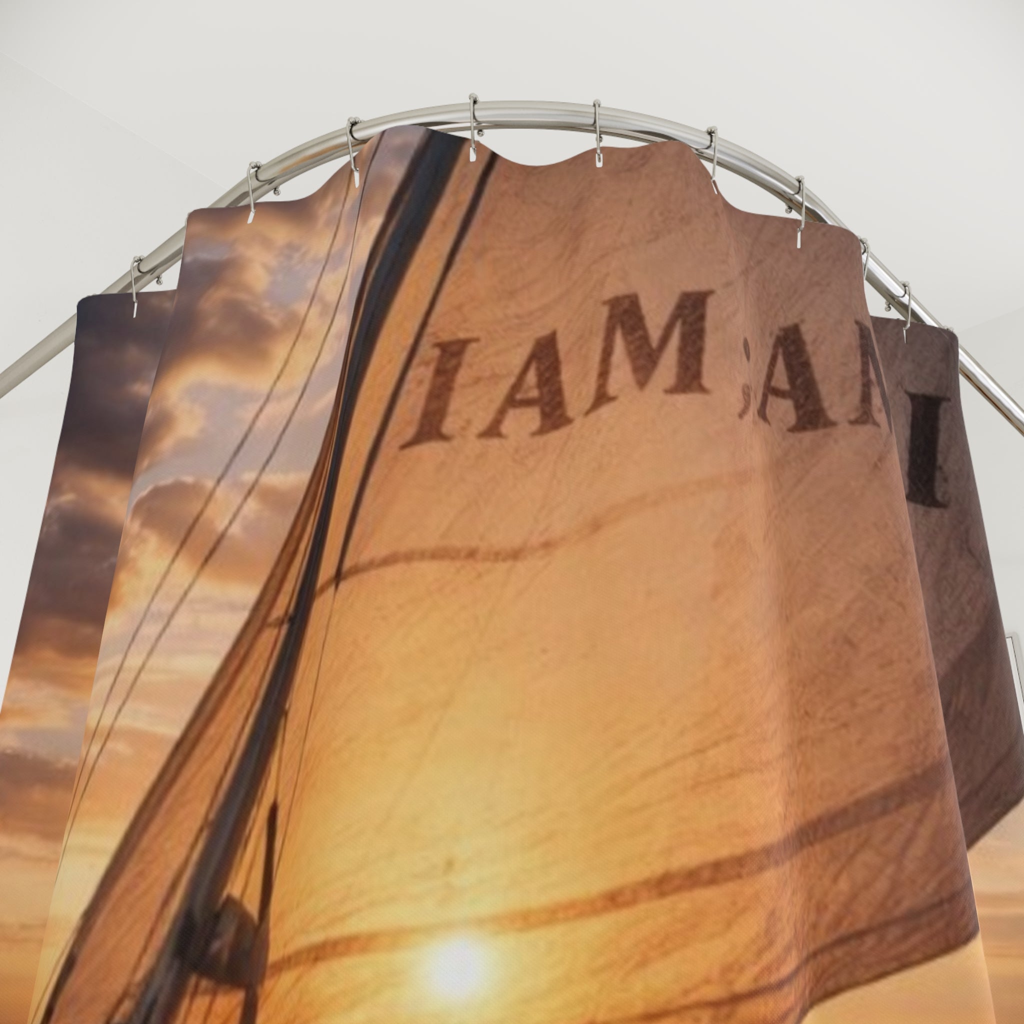 Sailboat Sunset Shower Curtain – Nautical Ocean Bathroom Decor