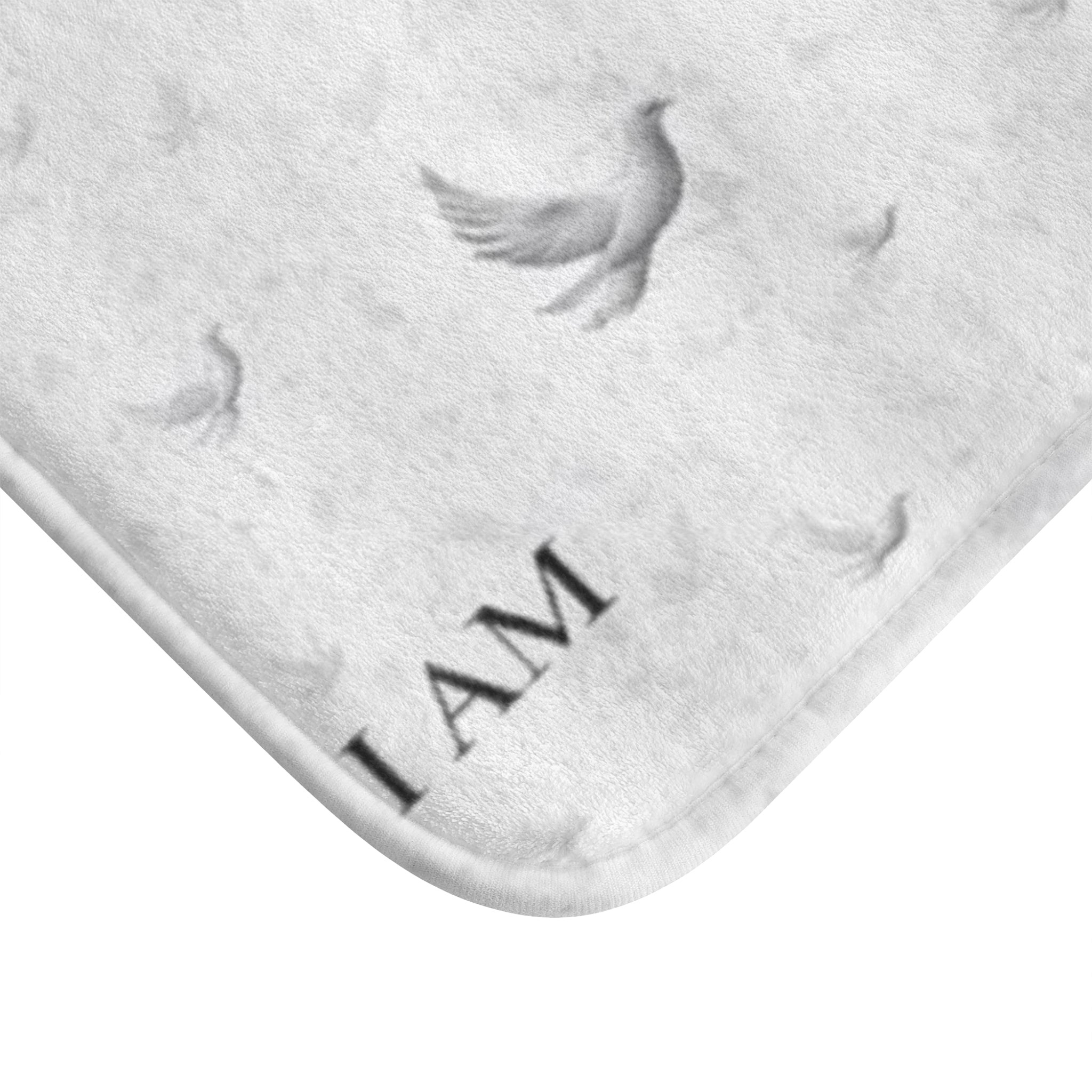 I AM White Dove Bath Mat — Inspirational Positive Affirmation Bathroom Rug
