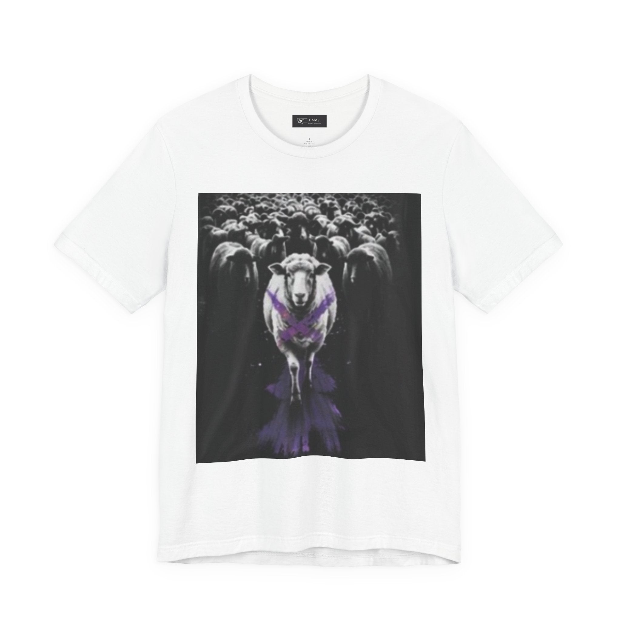 T-Shirt — 'I Am; Am I Not A Follower Sheep' Graphic Tee (Sheep Crowd, Moody Gothic Vibe)