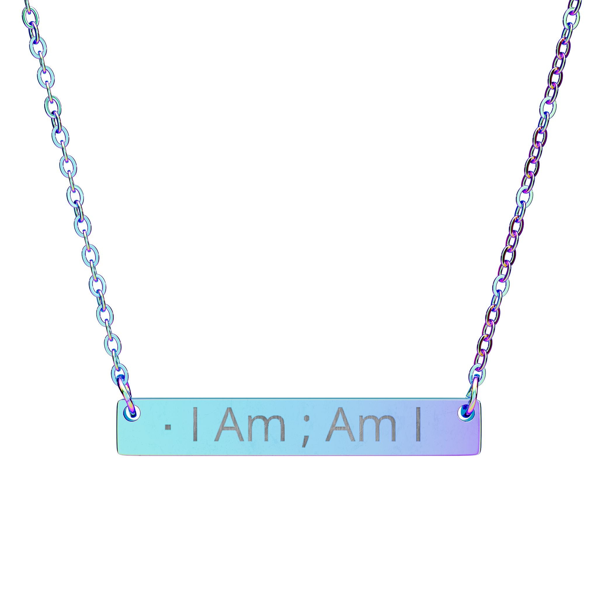 I Am ; Am I for the greatest self affirmation you can wear for self growth. Horizontal Bar Necklace