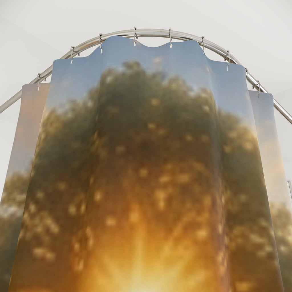 Sunrise Tree Shower Curtain — Serene Nature Bathroom Decor