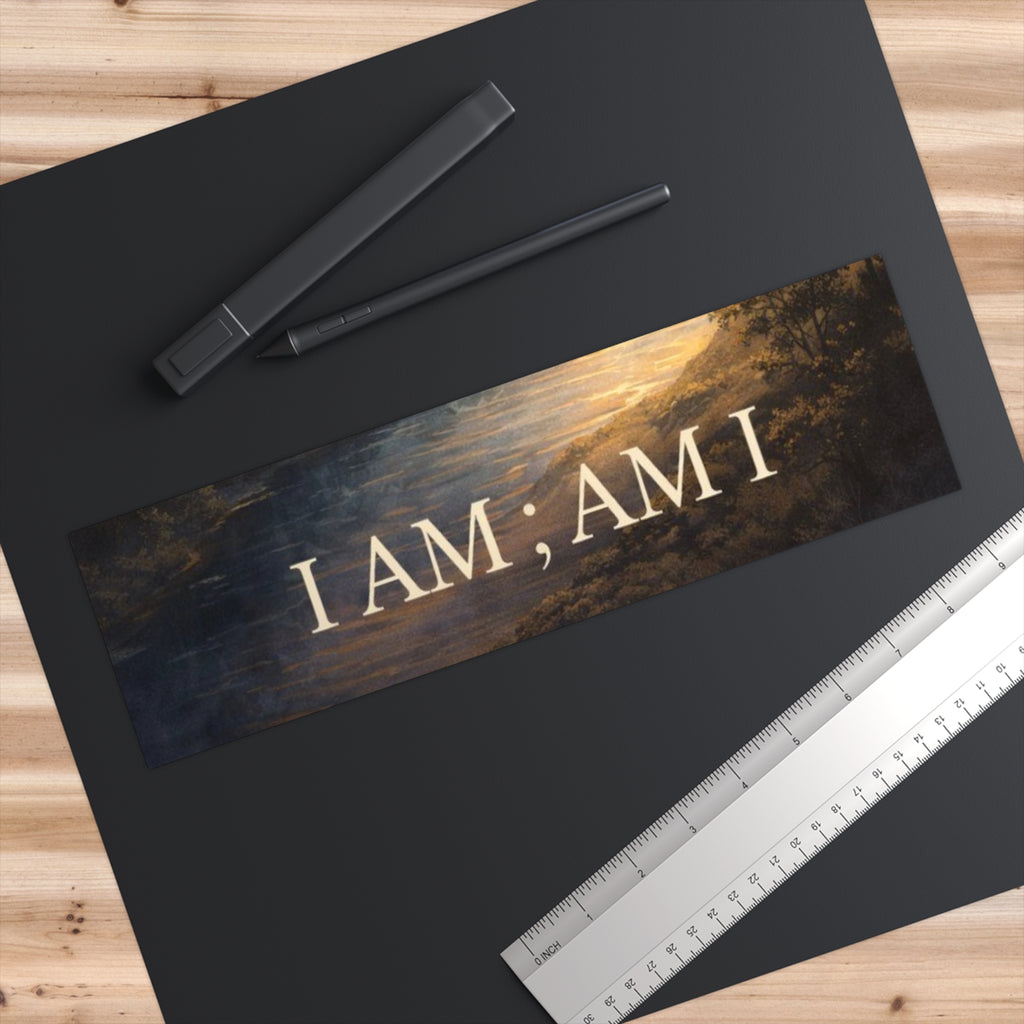"I AM, AM I" Bumper Sticker — Inspirational Vintage Landscape Decal