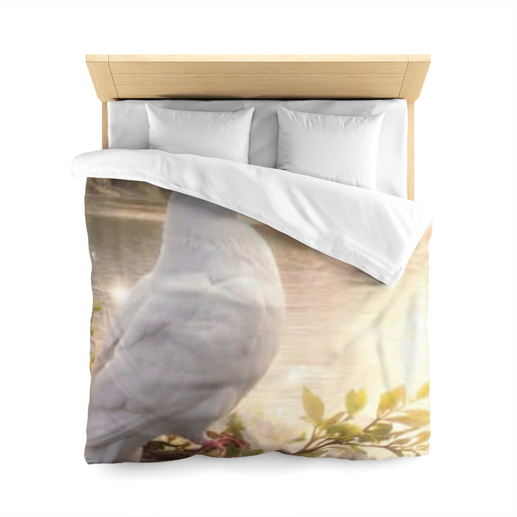 Dove Lakeside Microfiber Duvet Cover — Serene Nature Bird Bedding