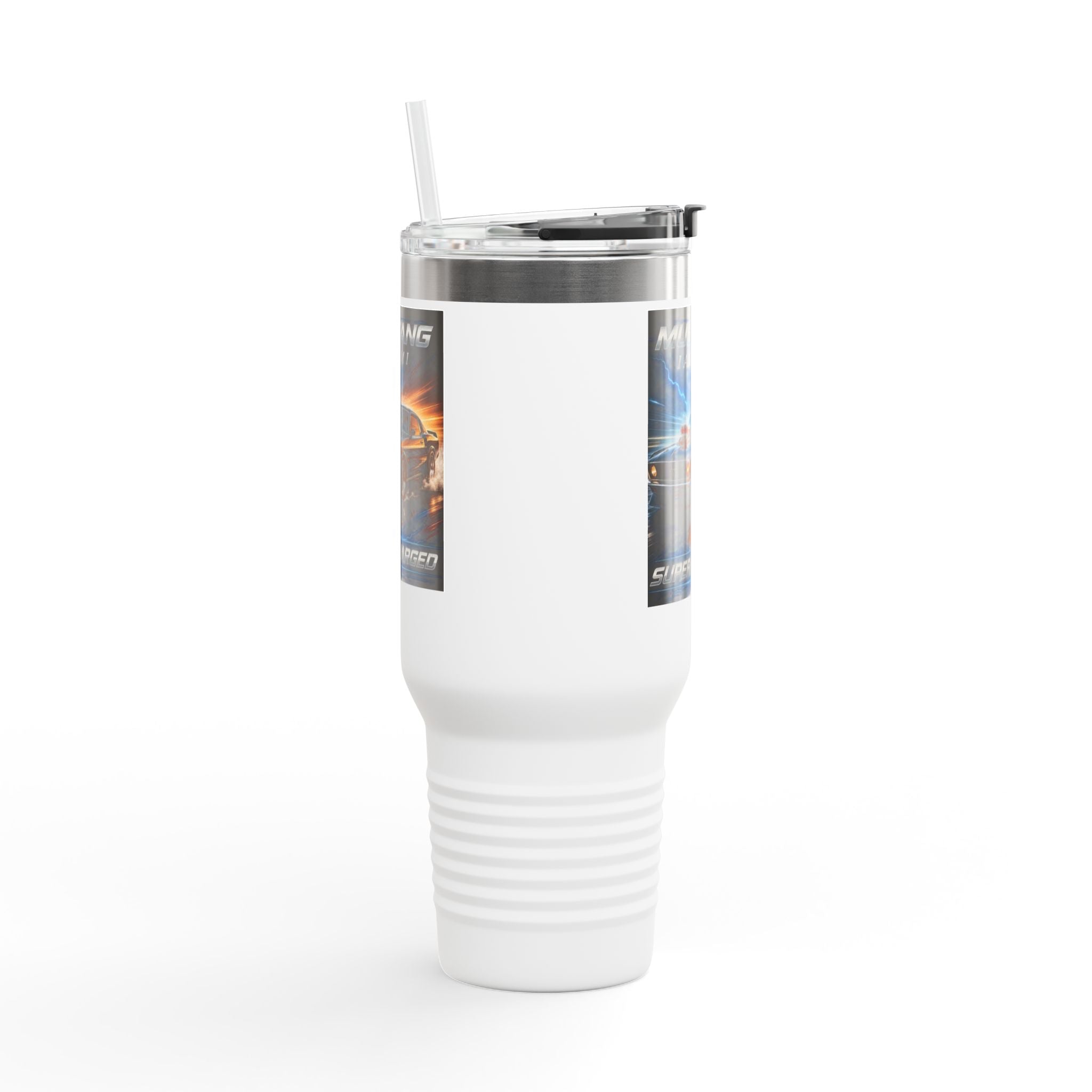 40oz Insulated Travel Mug — 'Mustang Supercharged' Car Graphic Tumbler
