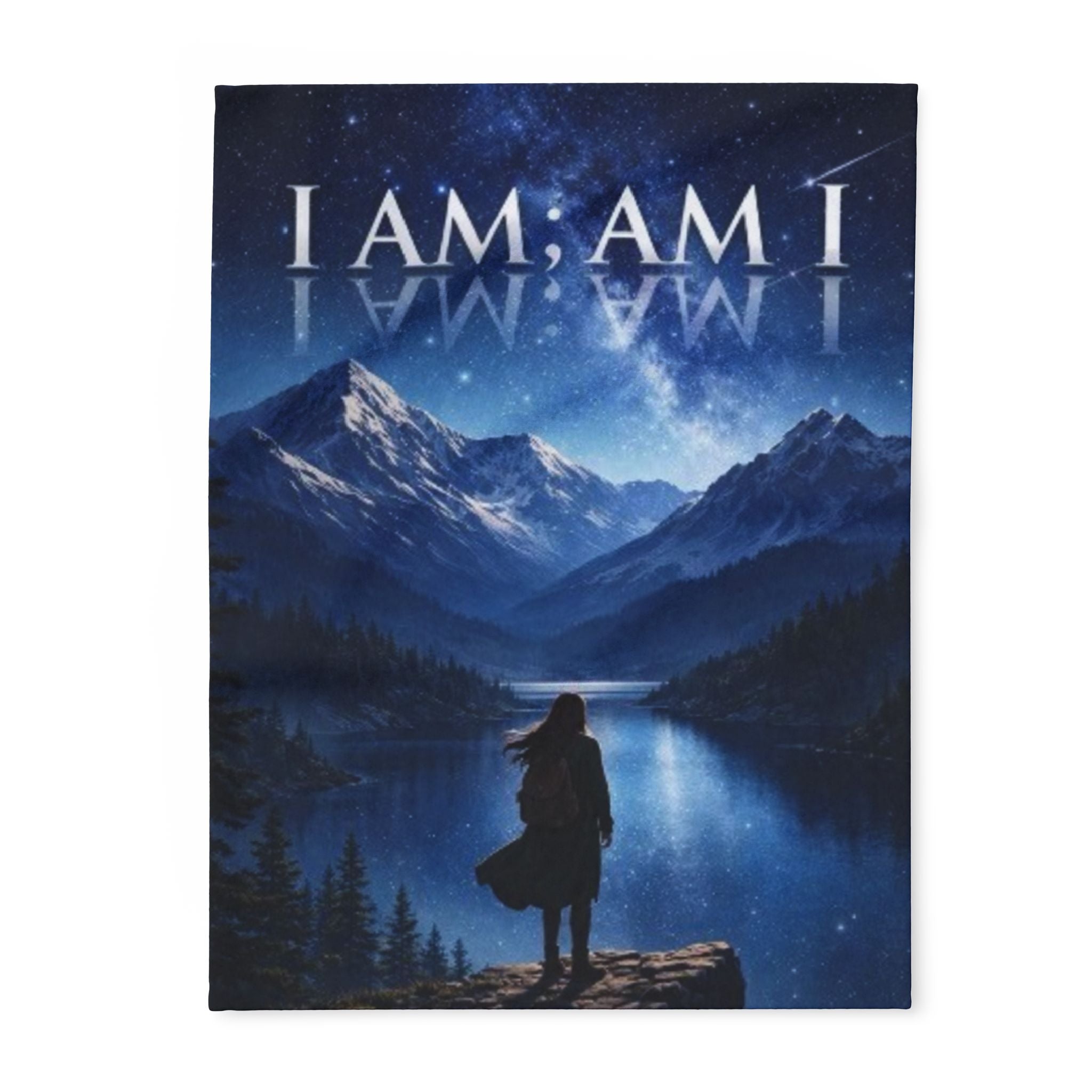 I AM: AM I Arctic Night Fleece Blanket — Inspirational Mountain Lake Throw